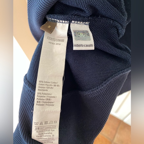 Roberto Cavalli Circle Logo Pullover Hoodie In Blue. S - Picture 5 of 6